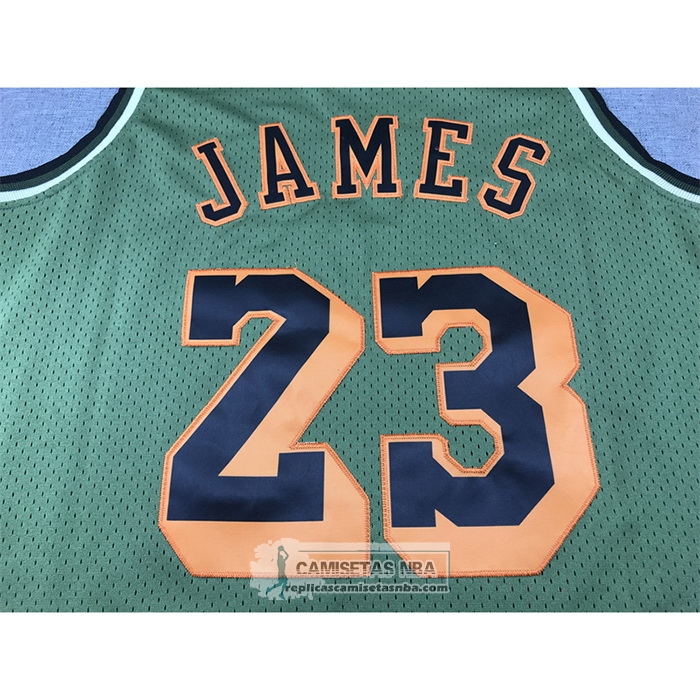 Camiseta Los Angeles Lakers Lebron James NO 23 Mitchell & Ness 2018-19 Verde